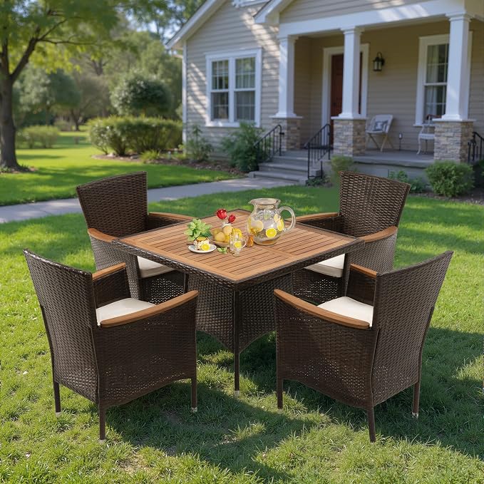 Wisteria Lane Patio Outdoor Table and Chairs Set, Rattan Outdoor Patio - Image 5