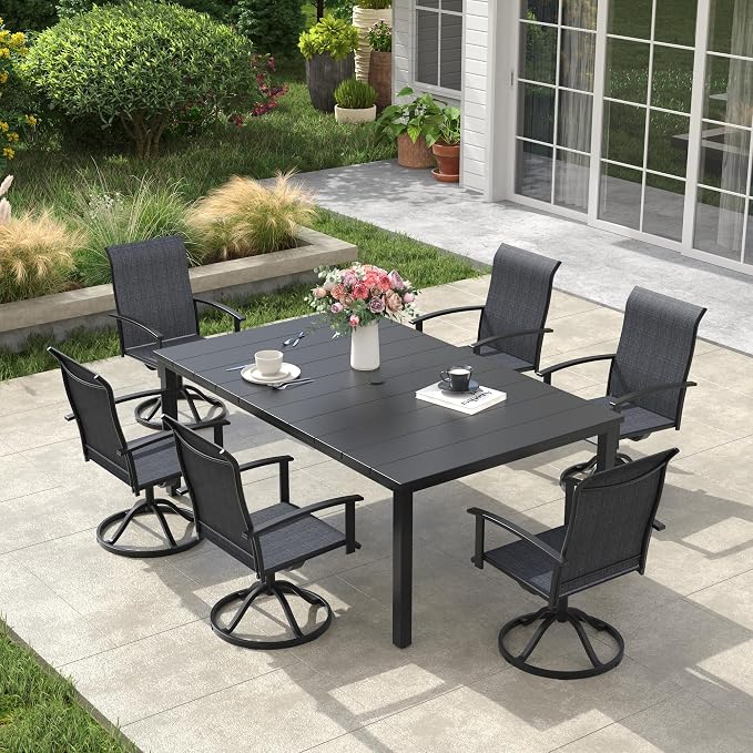 VICLLAX Outdoor Table for 6, Metal Patio Dining Table - Image 6