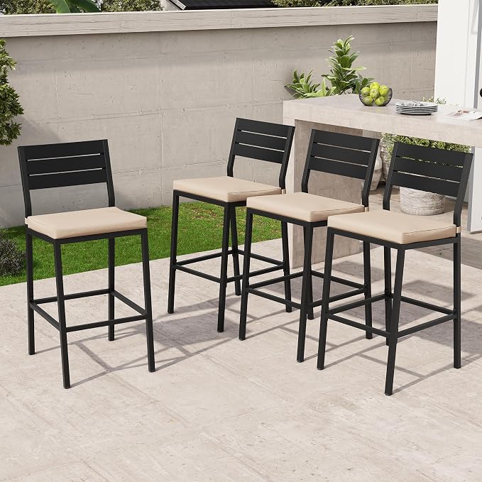 Crestlive Products Outdoor Bar Stools Set of 4, Patio Counter Height Barstools by CrestliveProducts
