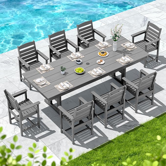 SERWALL Outdoor Dining Chairs Set of 4, All-Weather HDPE Patio Chair - Image 3
