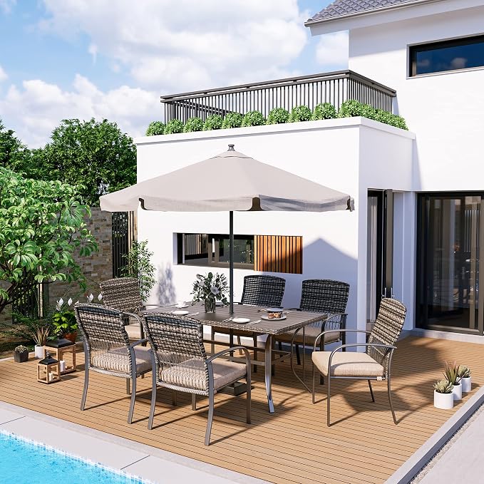 Pamapic 8504 Patio Dining 7 Piece, Outdoor Wicker Furniture Set - Image 8