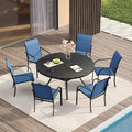 VICLLAX 7 Pieces Patio Dining Set, Outdoor Furniture Set Includes 47.2" Round by HOME