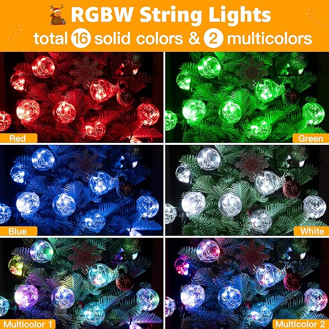 Ollny Christmas Lights 30FT 30Bulbs, RGBW Color Changing Outdoor Light - Image 3