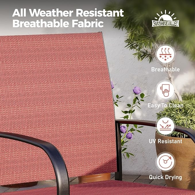 5 Piece Patio Dining Set for 4, 37”x37” Square Table - Image 2