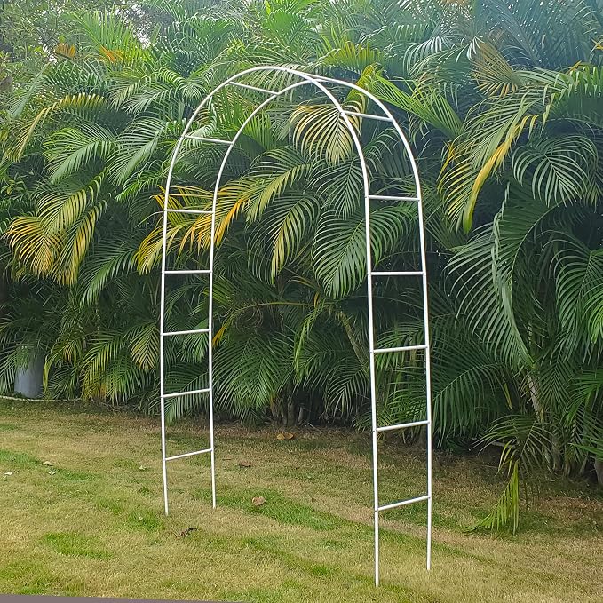 White Iron Pergola Arbor Practical, 7.9 Feet High x 4.6 Feet Wide, Assemble - Image 6