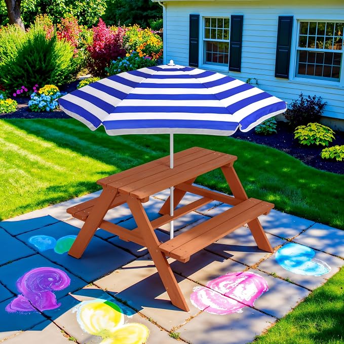 Best Choice Products Wooden Kids Picnic Table - Image 2