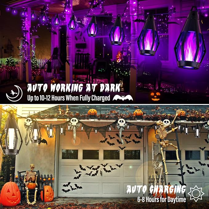 Solar Flame String Lights - 42ft 15 LED Lights Outdoor Solar String Lights - Image 4