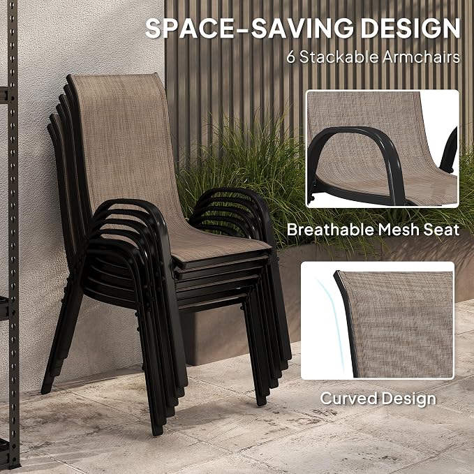 Outsunny 8 Pieces Patio Table and Chairs Set - Image 5