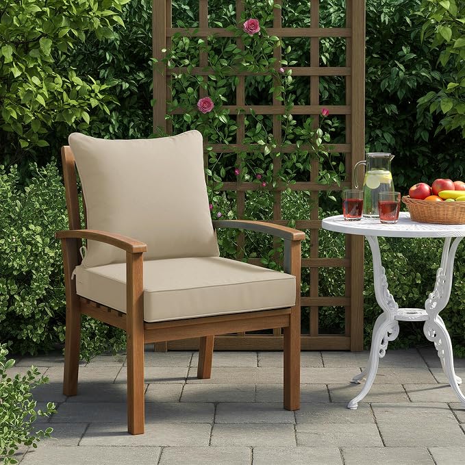 Outdoor Chair Cushions, Waterproof Backrest and Deep Seat Cushion Set - Image 2