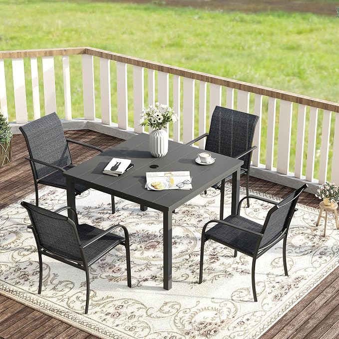 VICLLAX Outdoor Dining Set for 4, 5 Pieces Patio Dining Furniture Set by HOME