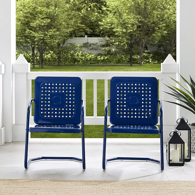Crosley Furniture Bates 2-Piece Outdoor Chair Set, Retro Metal Patio Chairs - Image 6