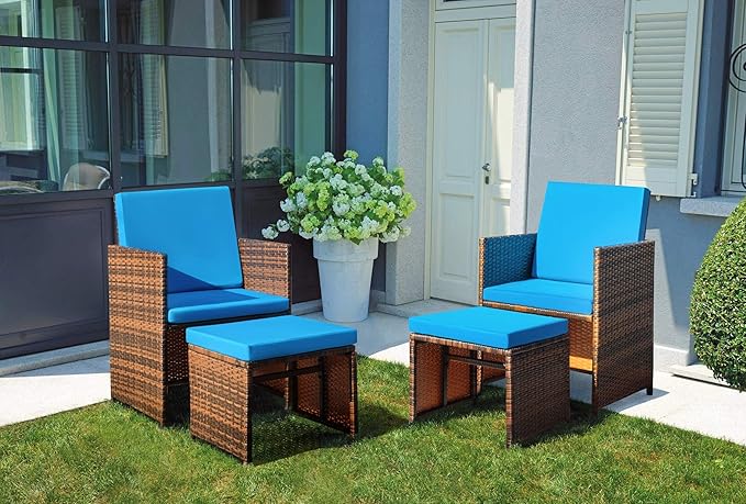 Devoko 4 Pieces Patio Wicker Furniture Set Outdoor Patio Chairs by DEVOKO