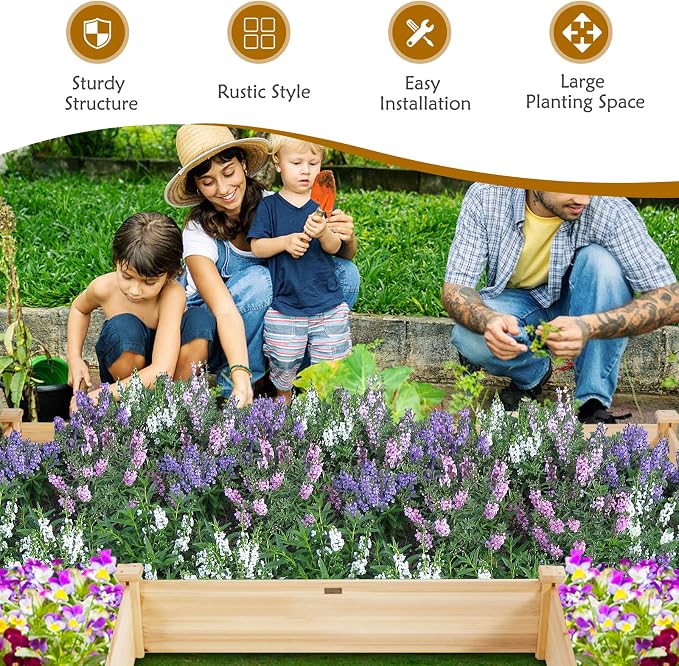 Giantex U-Shaped Raised Garden Bed, Wood Raised Garden Planter Box - Image 3