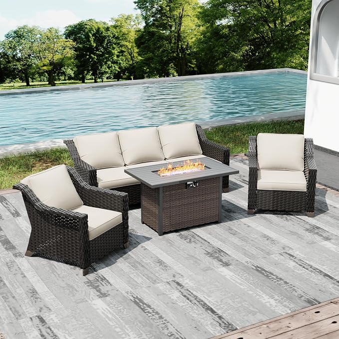 Joyside Wicker Patio Furniture Sets, 4 Pieces Upgraded Large Size Outdoor - Image 6