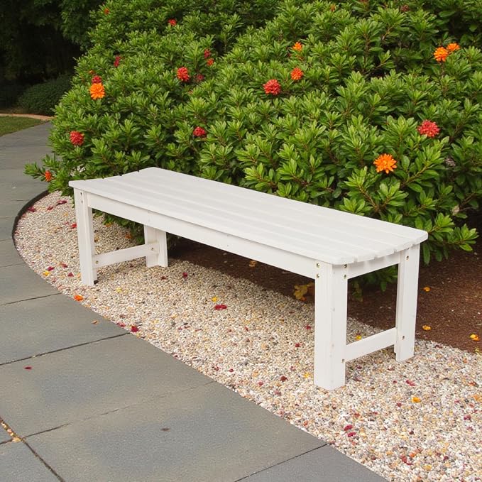 Shine Company Outdoor Wooden Backless Patio Garden Bench, 5 Ft, Eggshell White - Image 6