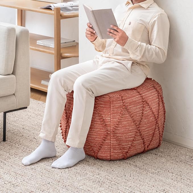 Anji Mountain 100% Handmade & Handcrafted Comfortable Home Décor Pouf Ottoman - Image 2