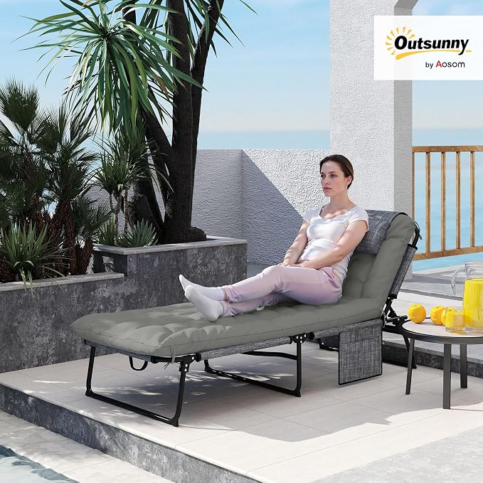 Outsunny Folding Chaise Lounge - Image 2