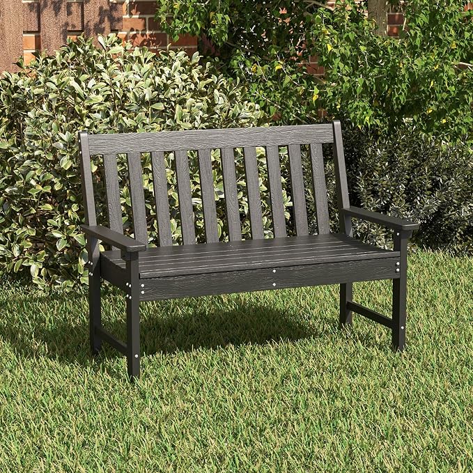 Tangkula HDPE Outdoor Garden Bench - Image 4