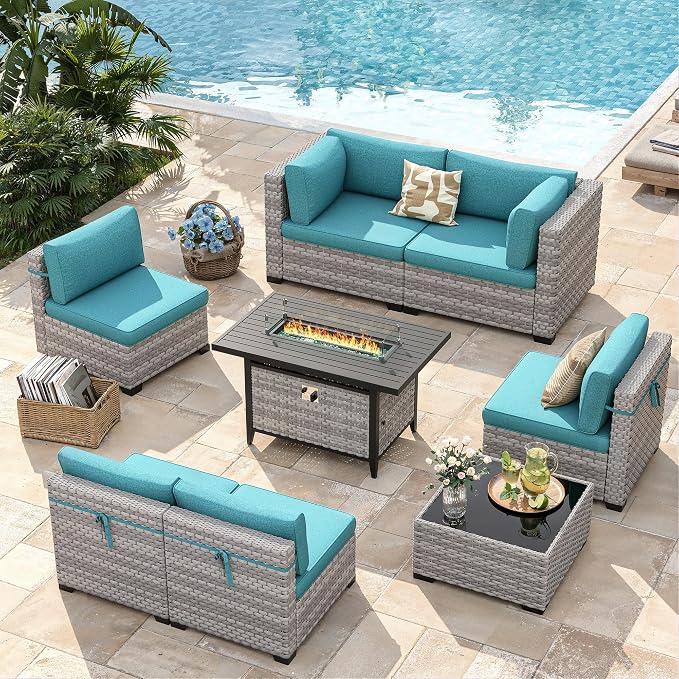 6-Seat Modern Outdoor Wicker Rattan Patio Furniture Set - Image 2