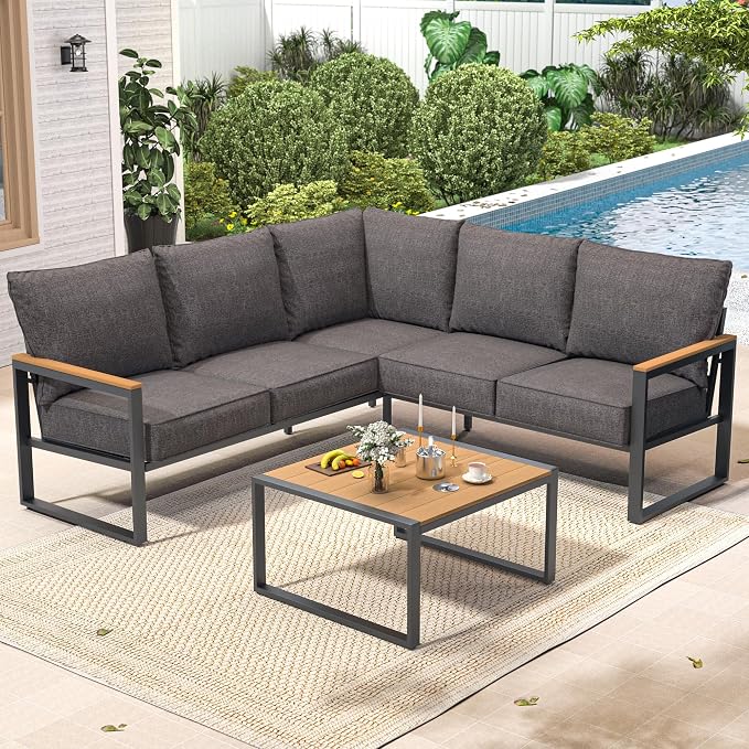 Metal Patio Furniture Set, 6 Pieces Outdoor Sectional Sofa Set - Image 8