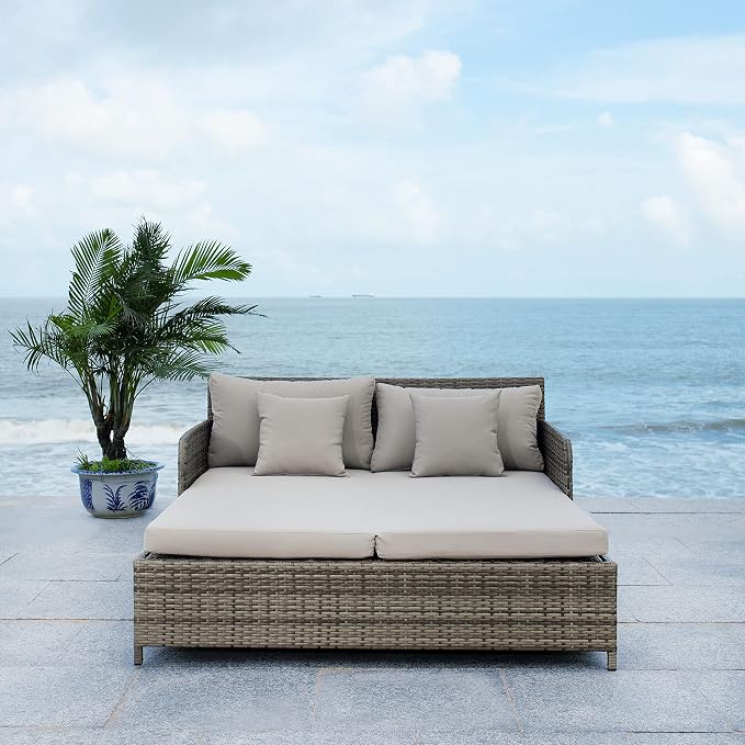 Safavieh PAT7500B Outdoor Collection Cadeo Grey Cushion Daybed by SAFAVIEH