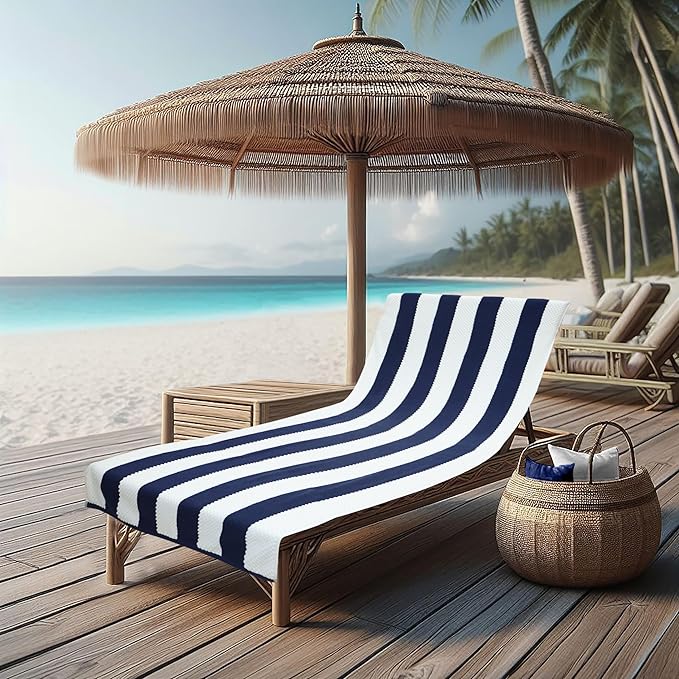 COTTON CRAFT Beach Lounge Chair Cover – 2 Pack Euro Spa Waffle Terry Towel - Image 3