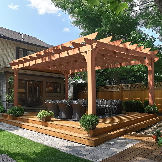 MUPATER 12' x16' Wooden Pergola Kit - Image 6