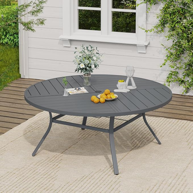 VICLLAX 60" Round Outdoor Table, Patio Dining Table - Image 2