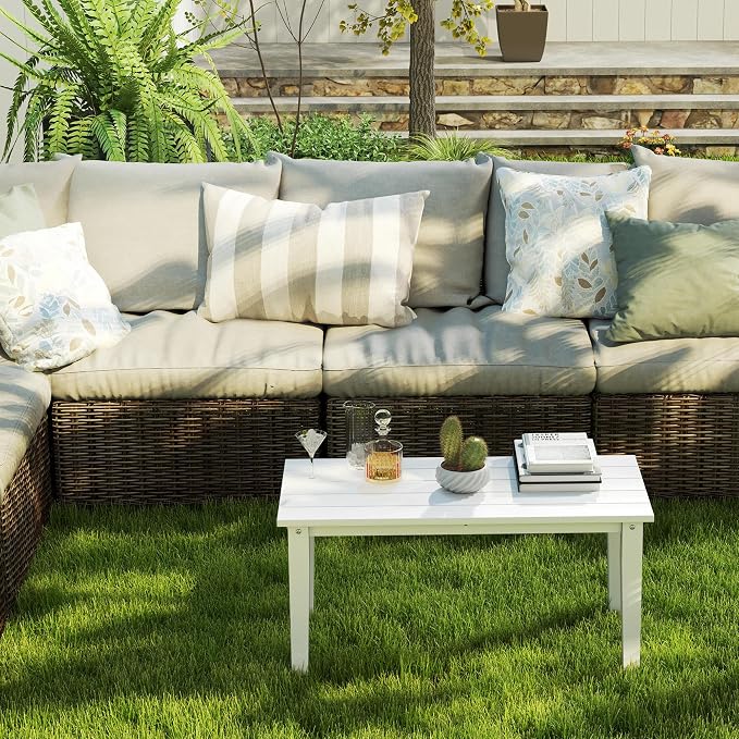 Outsunny HDPE Outdoor Coffee Table, All-Weather Rectangle Patio Coffee Table - Image 7