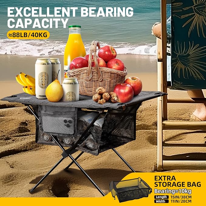 ZUNE LOTOO Portable Camping Table Folding, Small Beach Table Foldable - Image 3