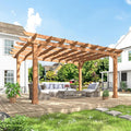 BlueWish 10'x14' Pergola, Solid Cedar Wood Gazebo Backyard Gazebo Pergola Kits by RespondToEveryExpectation