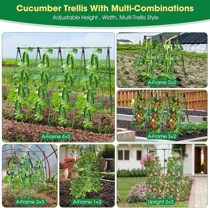 71" x 51" Cucumber Trellis for Raised Bed, A-Frame Garden Trellis for Climbing - Image 4