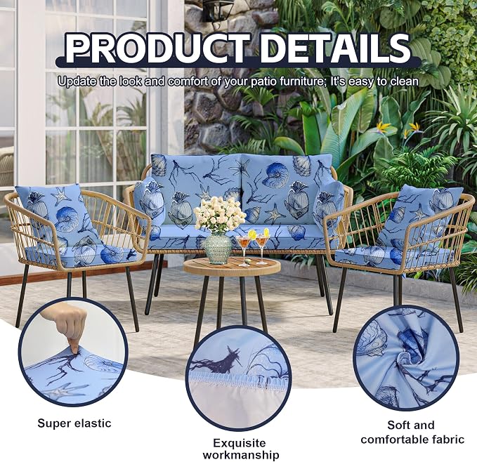 8Pcs Patio Cushion Covers, Outdoor Cushions Covers, Stretch Cushion Covers - Image 3