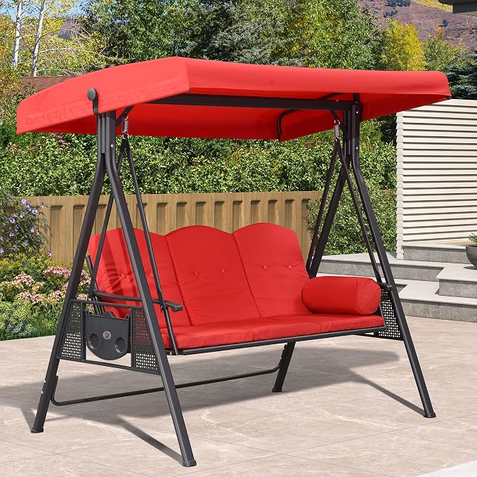 PURPLE LEAF 3-Seat Outdoor Patio Porch Swing by PURPLELEAF