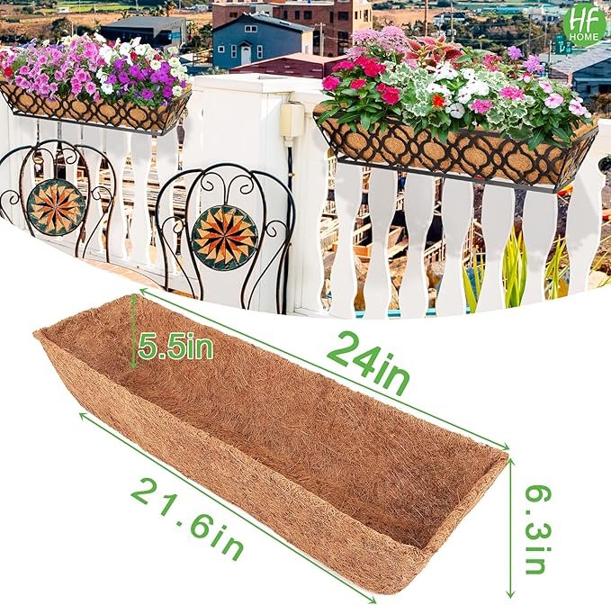 HFHOME 2Pcs 24" Trough Coco Fiber Replacement Liner, Natural 24 in Window Deck - Image 2