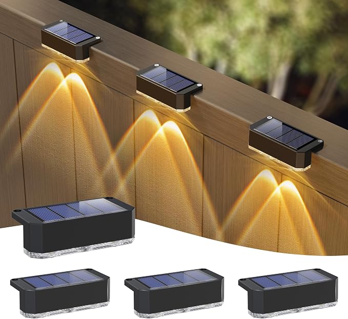 Peasur Solar Fence Lights Outdoor 4 Pack, Waterproof LED Steps Light Solar by Peasur