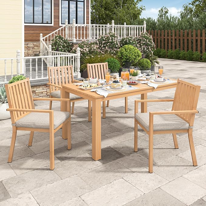 Wisteria Lane 5 Pieces Patio Table and Chairs Set, Aluminum Outdoor Dining Table - Image 5