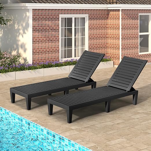 YITAHOME Patio Lounge Chair Set of 2, Outdoor Chaise Lounge by YITAHOME