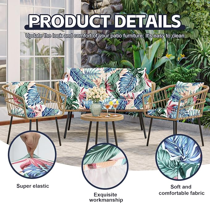 8Pcs Patio Cushion Covers, Outdoor Cushions Covers, Stretch Cushion Covers - Image 3