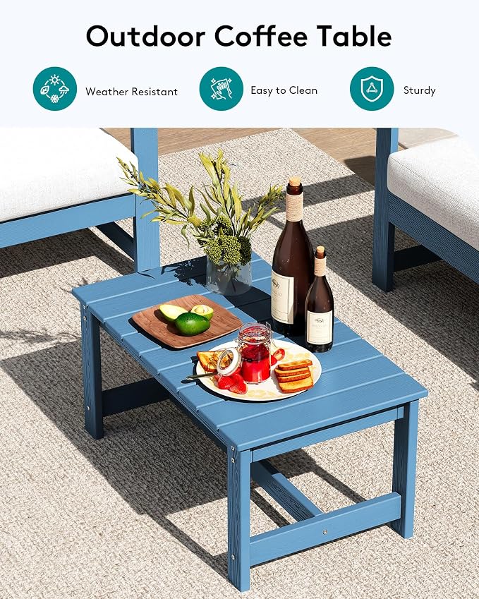 SERWALL 4 Pieces HDPE Outdoor Sofa Set - Image 8