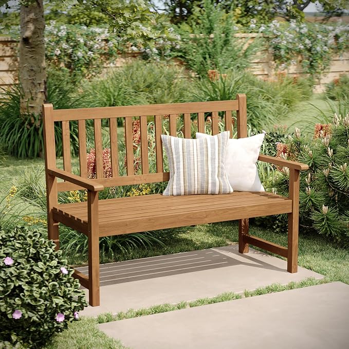 Flash Furniture Adele Commercial Indoor/Outdoor Acacia Wood Bench, 2-Person by FlashFurniture