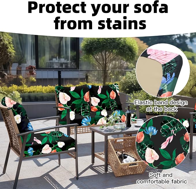 8Pcs Outdoor Cushion Covers, Patio Cushion Covers, Stretch Elastic Slipcovers - Image 3