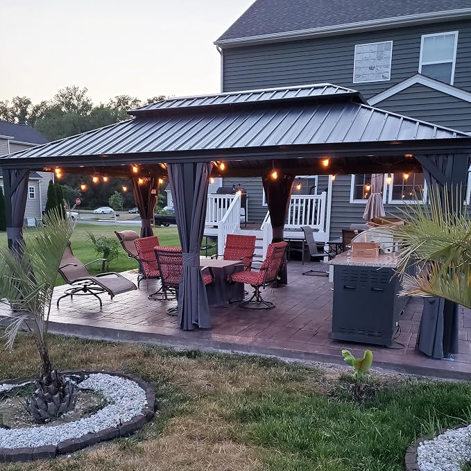 PURPLE LEAF 12' X 18' Permanent Hardtop Gazebo Aluminum Gazebo by PURPLELEAF