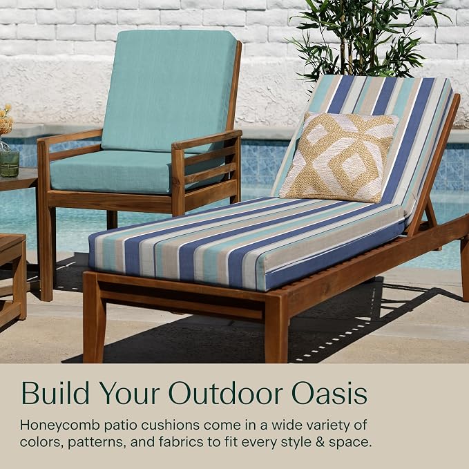 Honeycomb Outdoor Heritage Chaise 21.5 x 70, Stripe Blue & Beige Chaise Lounge - Image 3