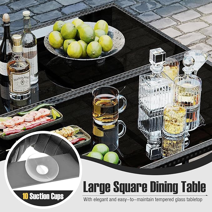 Tangkula 9 Piece Patio Dining Set, Rattan Chairs - Image 6