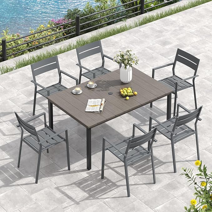 VICLLAX Outdoor Table for 6, Metal Patio Dining Table - Image 3