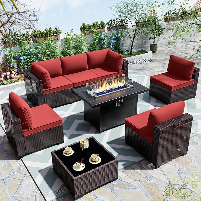 Outdoor Terrace Furniture Set, 8 Piece Outdoor Furniture Set, - Image 9