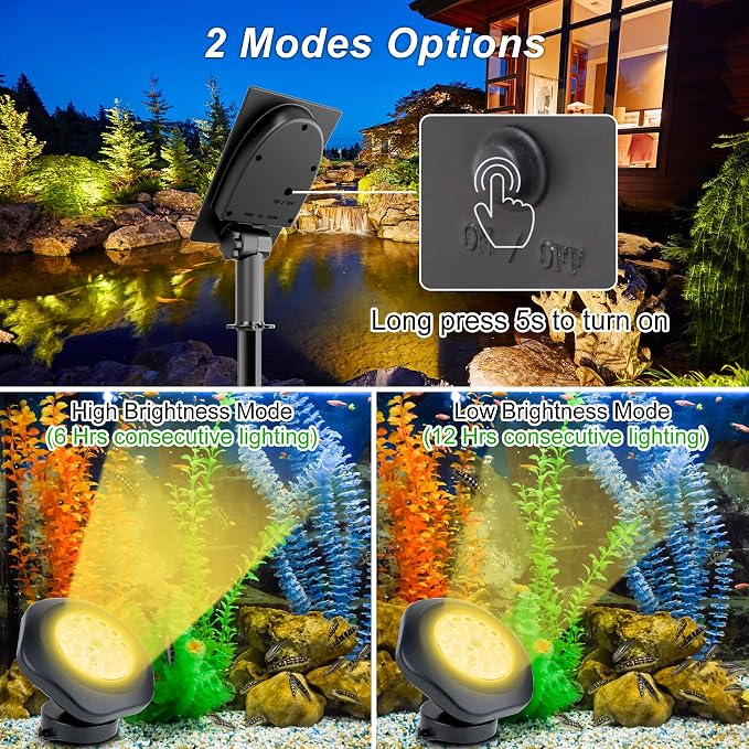 Solar Pond Lights, 3000K Warm White LED Underwater Submersible Fountain Light - Image 3