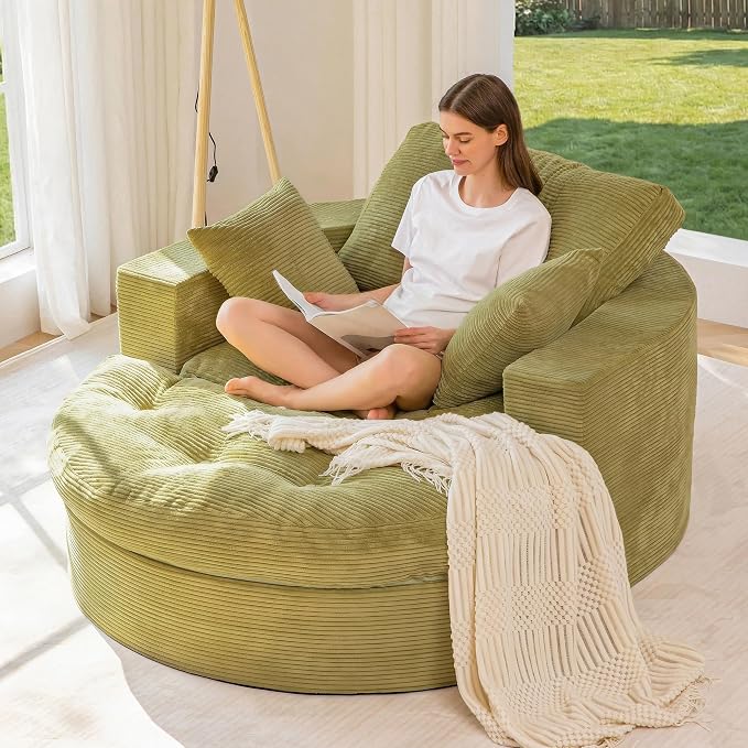 MAXYOYO Modular Sectional Chaise Lounge Sofa, Round Upholstered Lounge Chair by MAXYOYO
