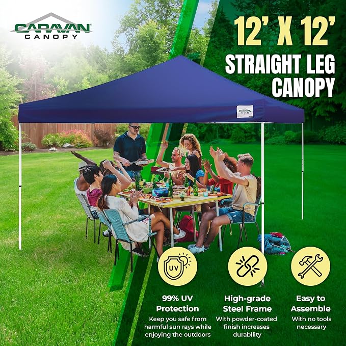 Caravan Canopy 12 by 12 Foot Polyester Straight Steel Leg Instant Pop Up Canopy - Image 2